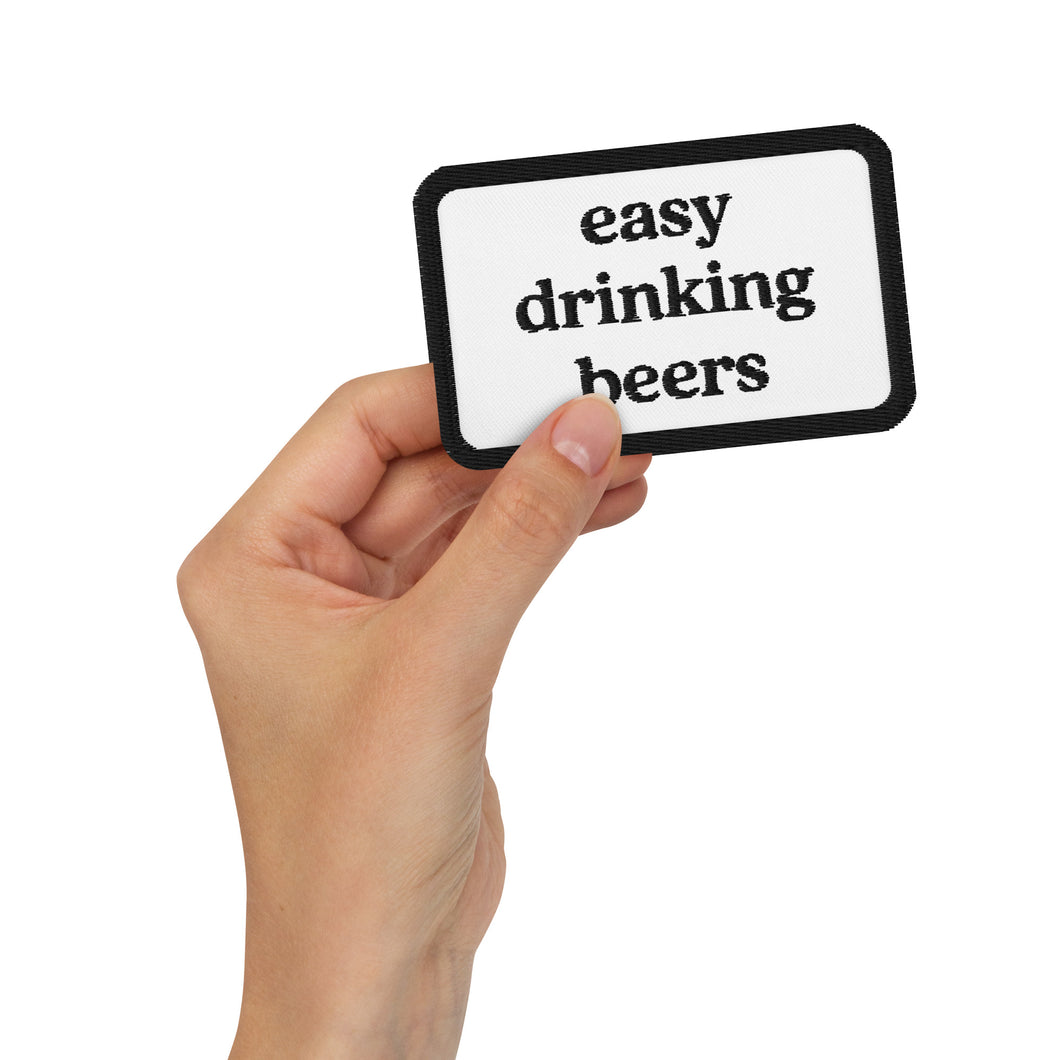 Embroidered patches 'easy drinking beers'